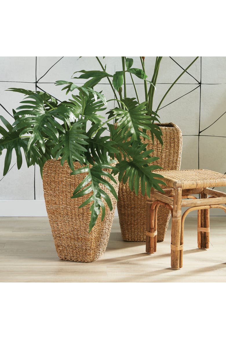 Seagrass Tall Square Planters, Set of 2, Alternate, color, Brown