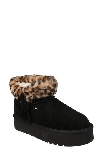 Mykos Suede & Faux Fur Trim Boot In Black