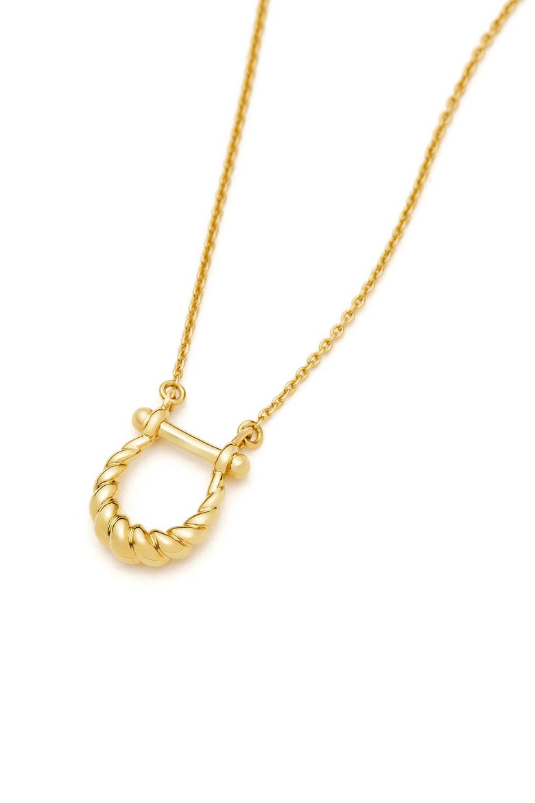 Lunar New Year Horseshoe Pendant Necklace, Alternate, color, GOLD