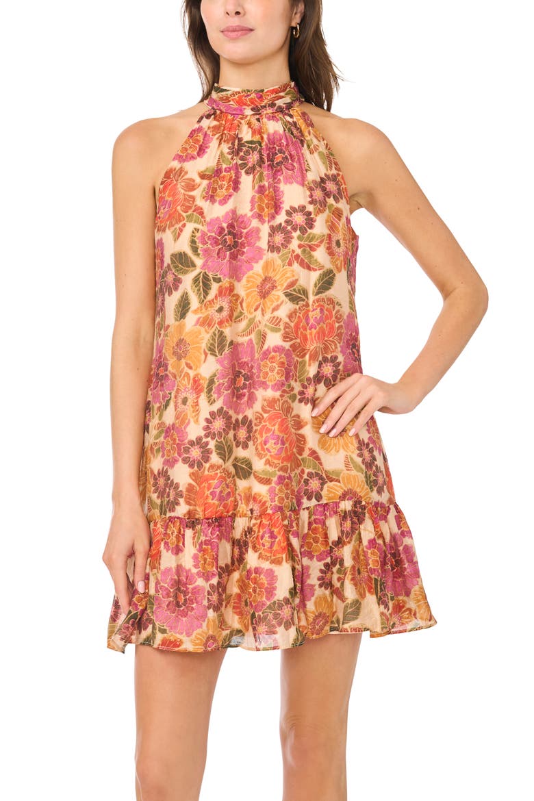 Ruffle Halter Dress, Alternate, color, CREAM MULTI