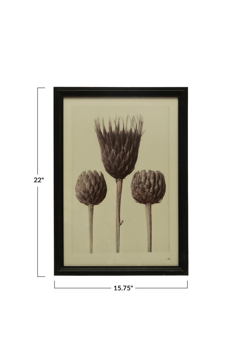 Wood Framed Artichoke Print with Glass Cover, Multicolor, Alternate, color, Black