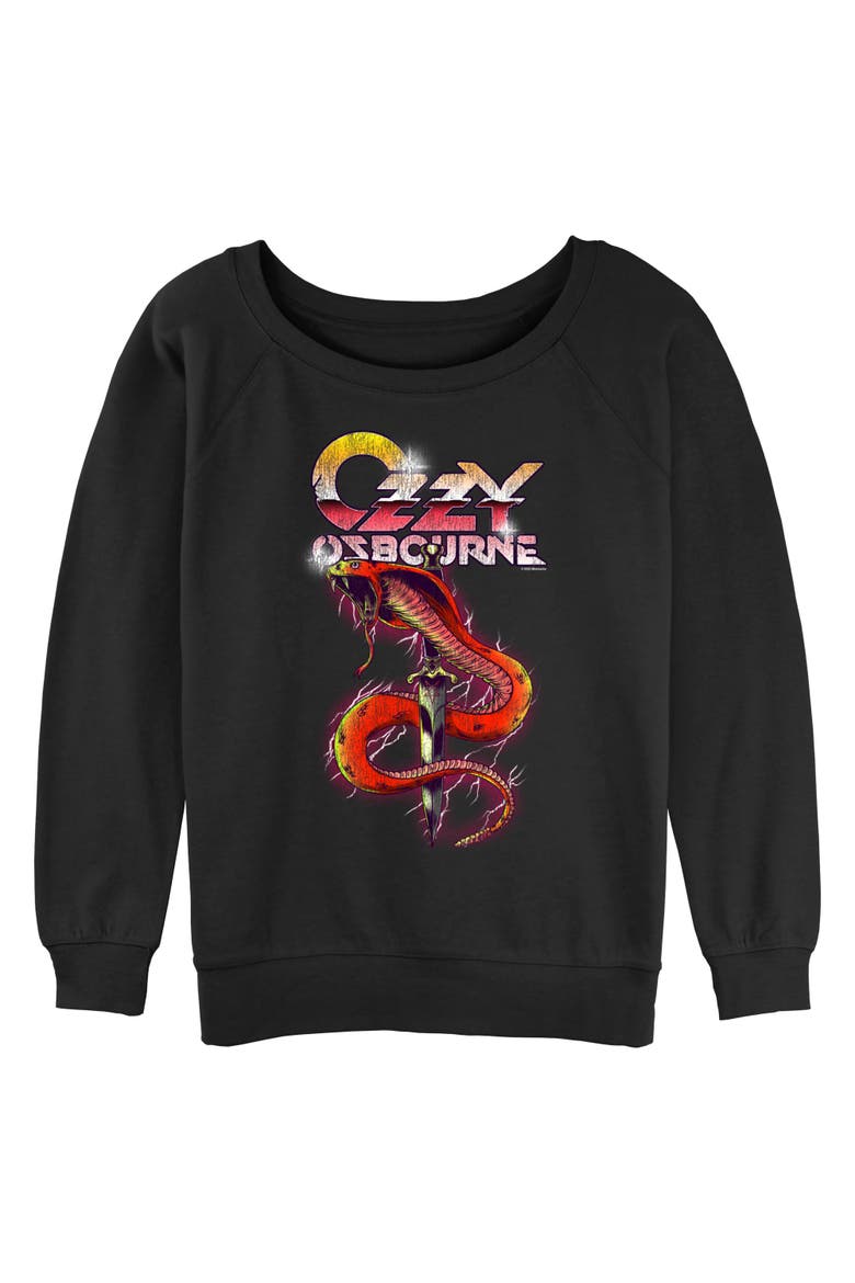 Junior's Ozzy Osbourne Cobra Logo  Sweatshirt, Main, color, Black