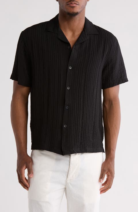 Textured Knit Short Sleeve Camp Shirt