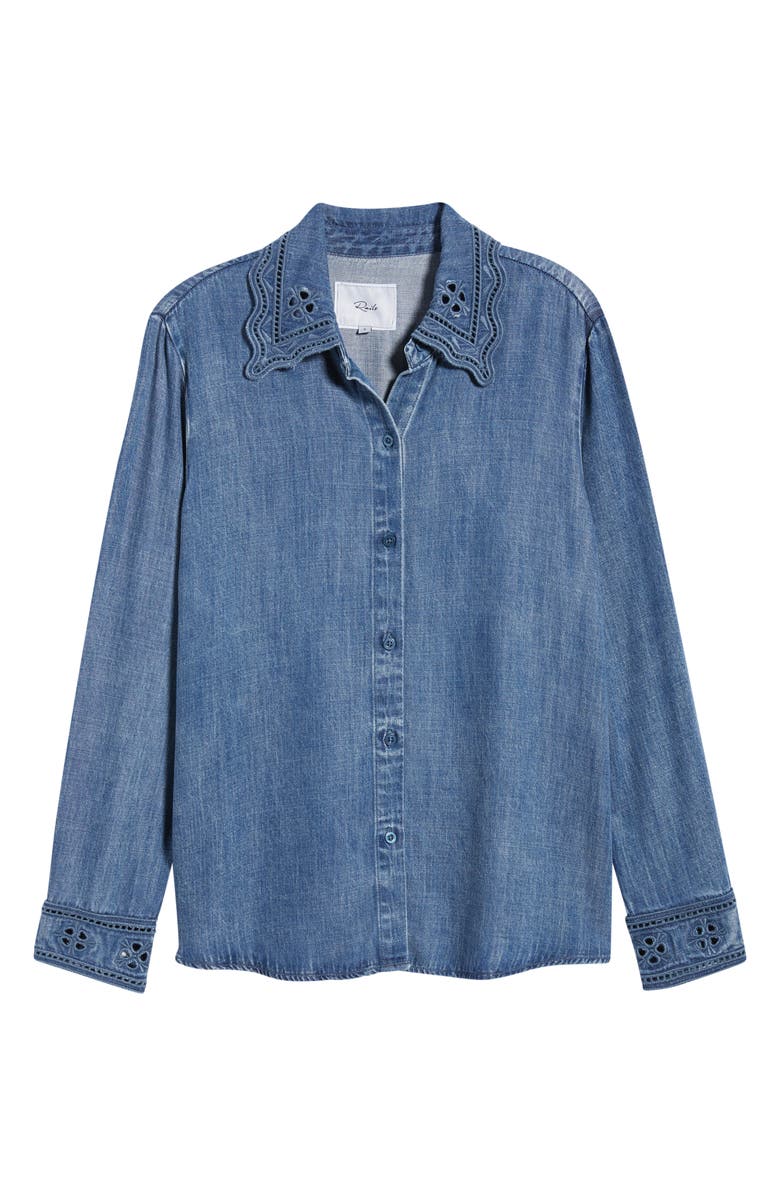 Rails Bethany Embroidered Collar Button-Up Denim Top, Alternate, color, Antique Blue