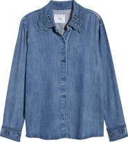 Rails Bethany Embroidered Collar Button-Up Denim Top