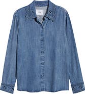 Rails Bethany Embroidered Collar Button-Up Denim Top