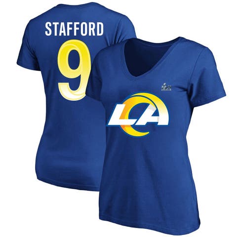 Women's Fanatics Branded Matthew Stafford Royal Los Angeles Rams Super Bowl LVI Plus Size Name & Number V-Neck T-Shirt