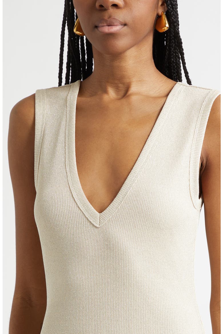 Greta Metallic Rib Dress, Alternate, color, GOLD
