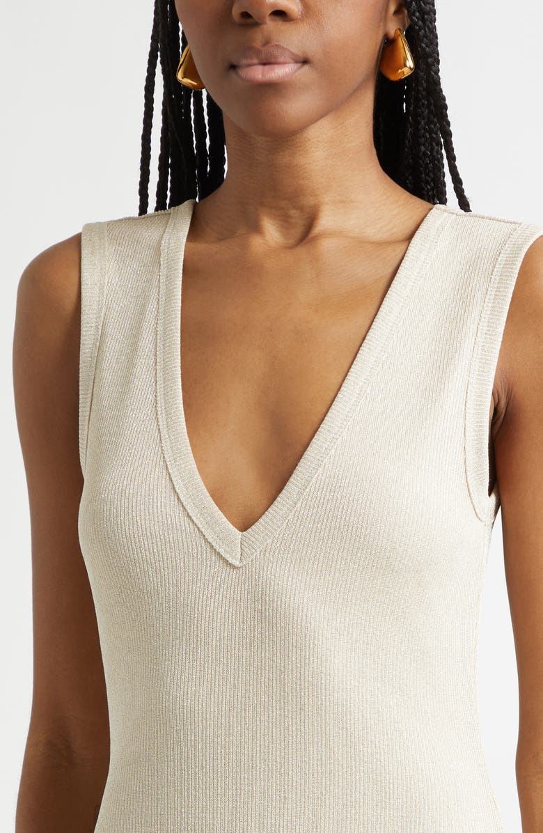 Ramy Brook Greta Metallic Rib Dress, Alternate, color, Gold