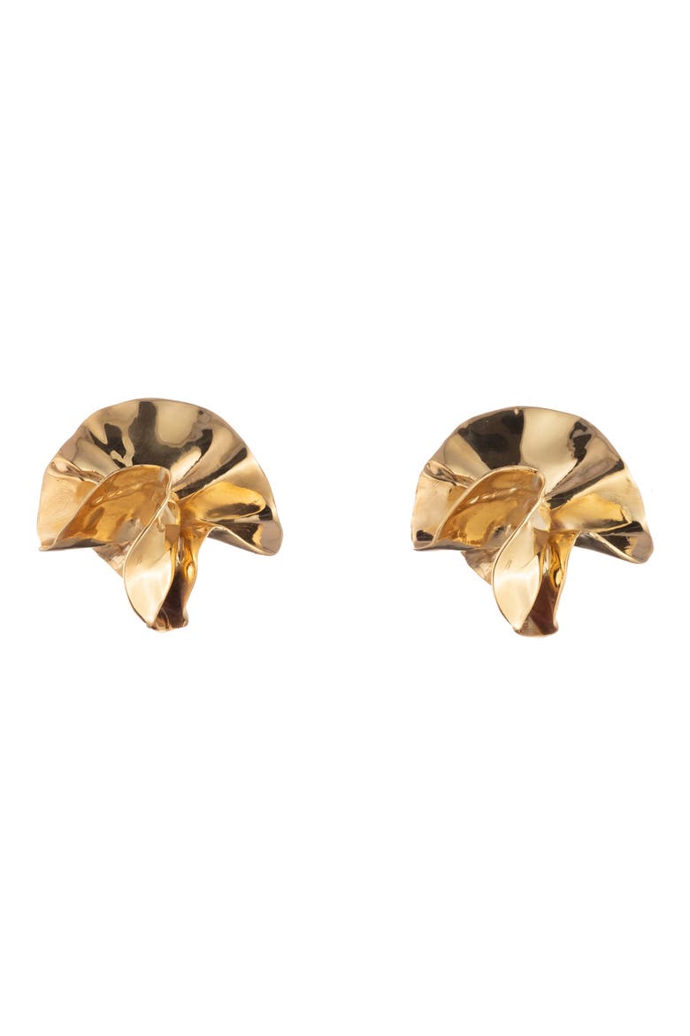 Delphinium Mini Stud Earrings, Main, color, GOLD
