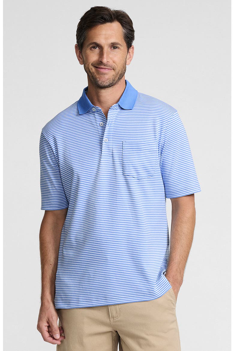 Short Sleeve Cotton Supima Polo Shirt with Pocket, Main, color, Soft Boreal Blue Stripe