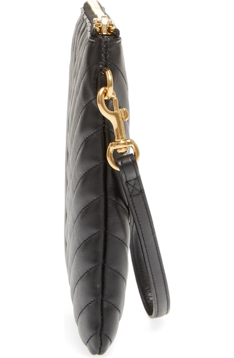 Saint Laurent 'Small Monogram' Print Leather Wristlet, Alternate, color, 1000 Nero
