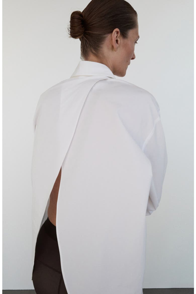 Selection Split Back Cotton Poplin Button-Up Shirt, Alternate, color, WHITE