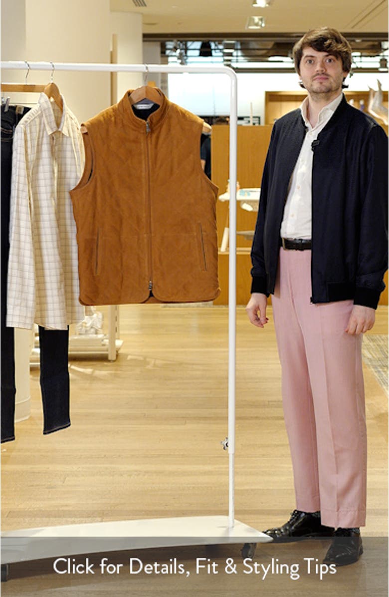 Essex Quilted Water Resistant Suede Vest, sales video thumbnail