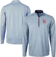 Cutter & Buck Men's Cutter & Buck Light Blue/Navy St. Louis Cardinals Virtue Eco Pique Micro Stripe Recycled Quarter-Zip Pullover Top