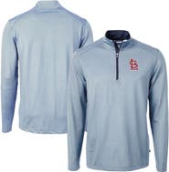 Cutter & Buck Men's Cutter & Buck Light Blue/Navy St. Louis Cardinals Virtue Eco Pique Micro Stripe Recycled Quarter-Zip Pullover Top
