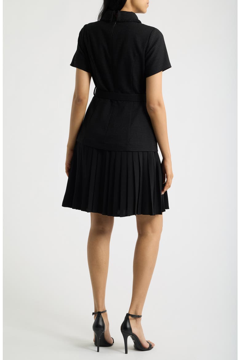 Mixed Media Shirtdress, Alternate, color, BLACK