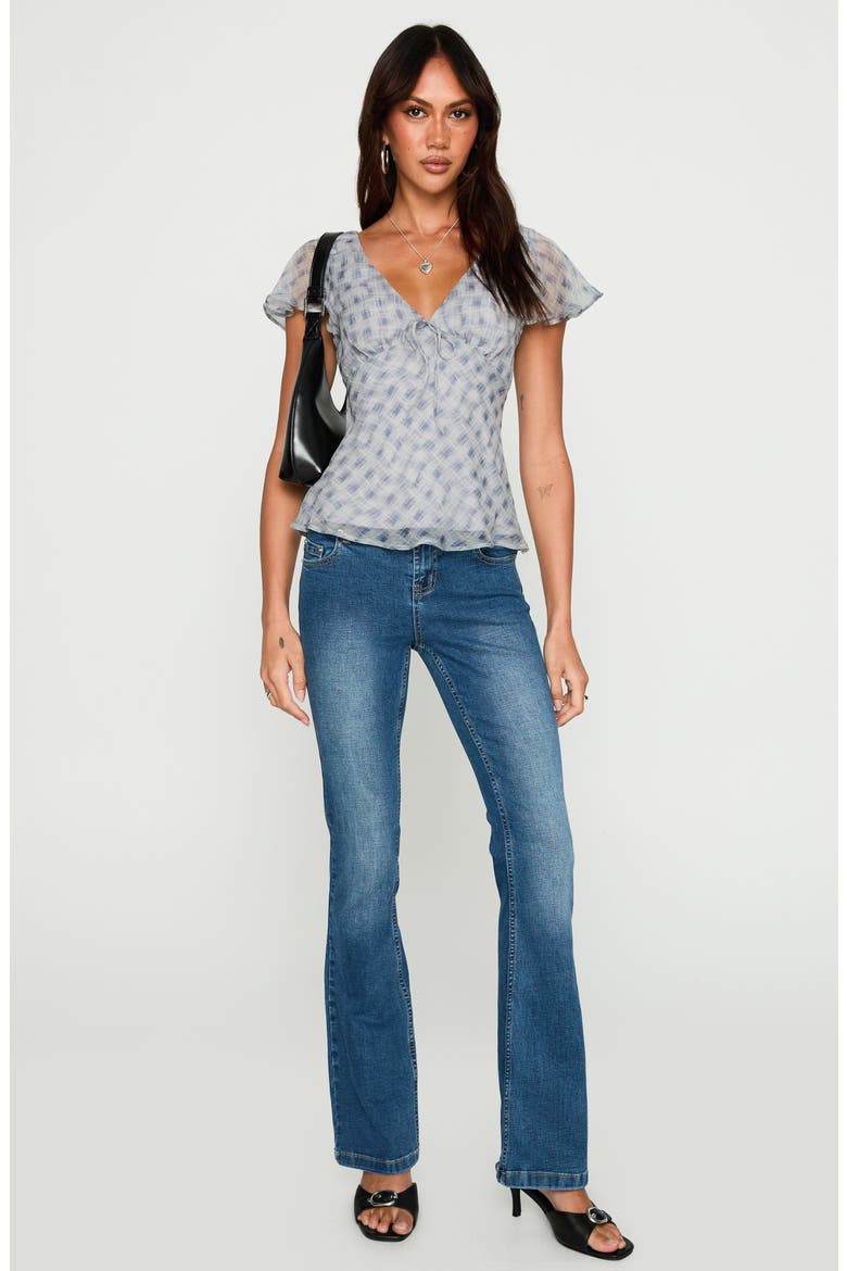 My Last Love Check Flutter Sleeve Top, Alternate, color, BLUE CHECK