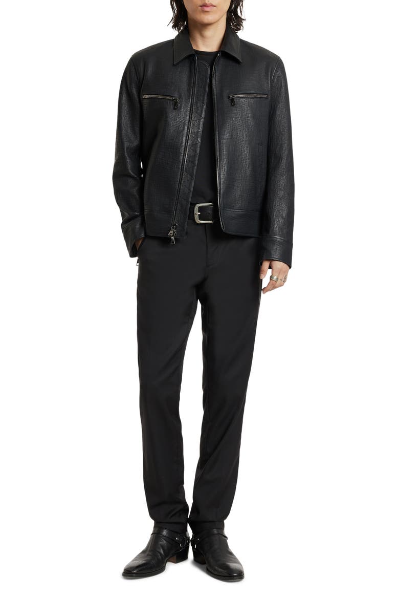 Tilden Embossed Leather Jacket, Alternate, color, STEEL GREY