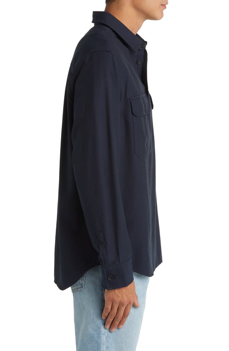 COS Regular Fit Twill Popover Shirt, Alternate, color, Blue Dark