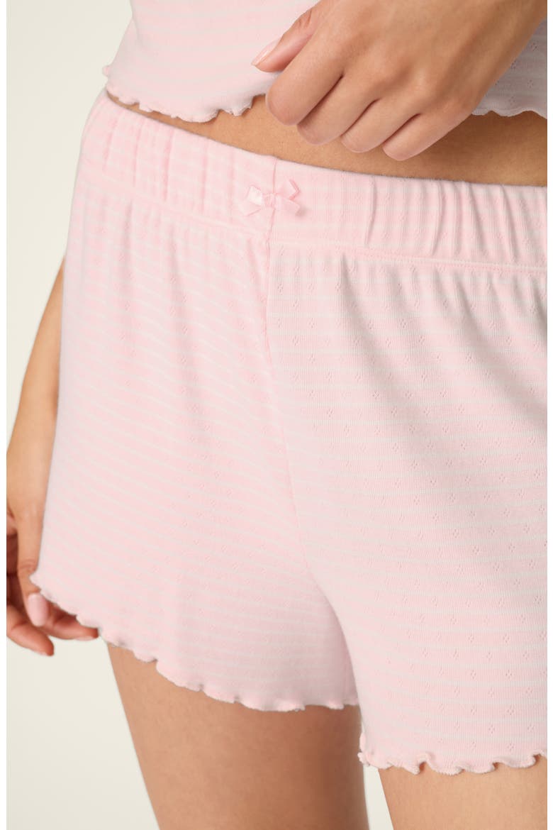 Striped Pointelle Pajama Shorts, Alternate, color, TENDER PINK