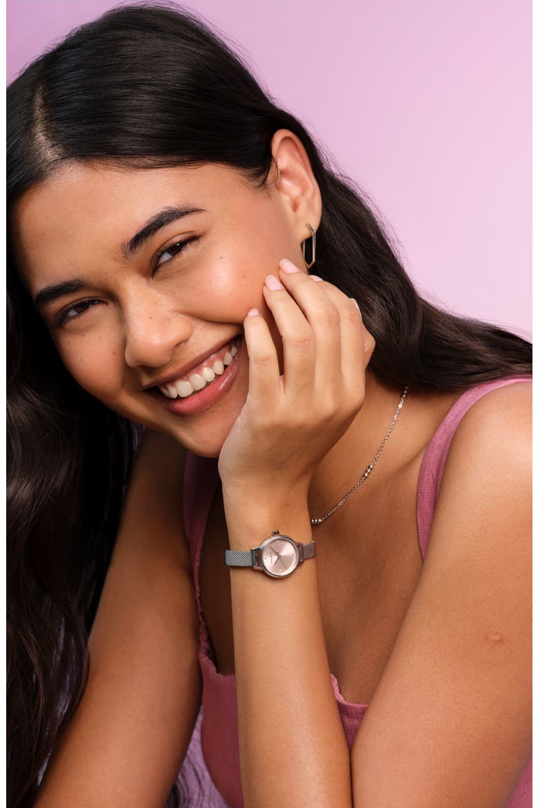 Mini Classic Mesh Strap Watch, 23mm, Main, color, BLUSH