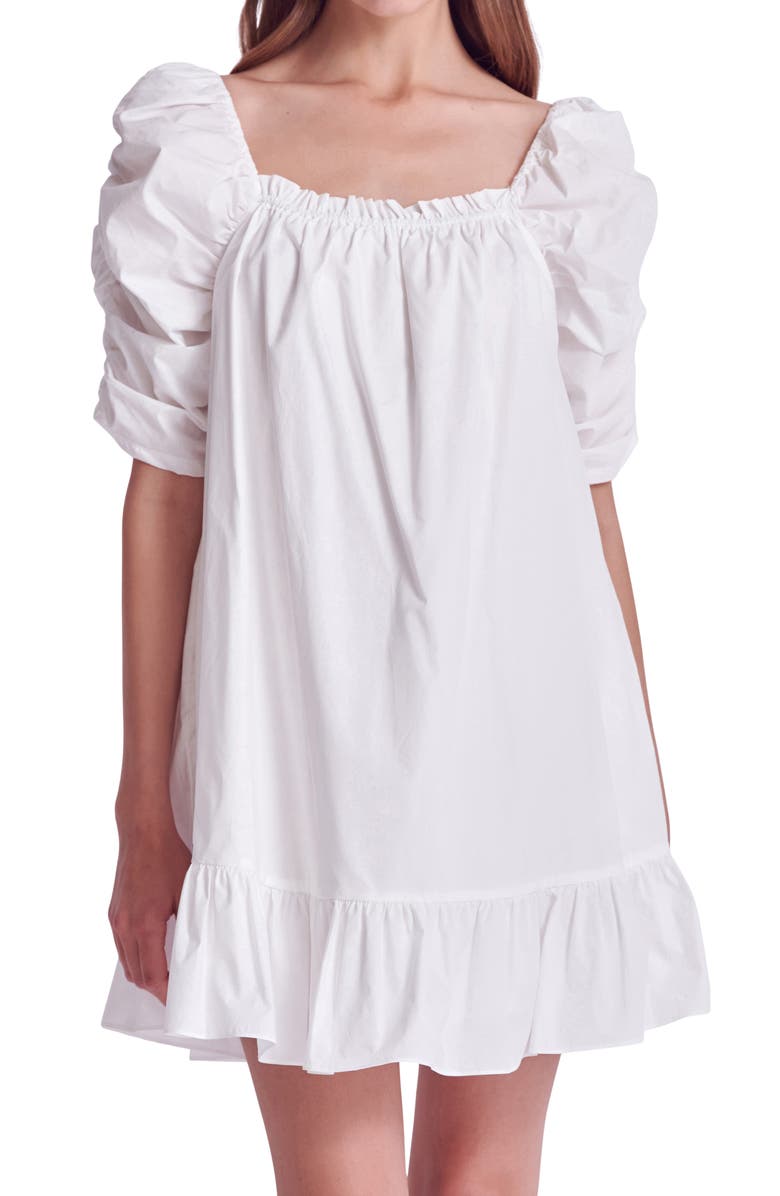English Factory Puff Sleeve Cotton Shift Dress, Alternate, color,