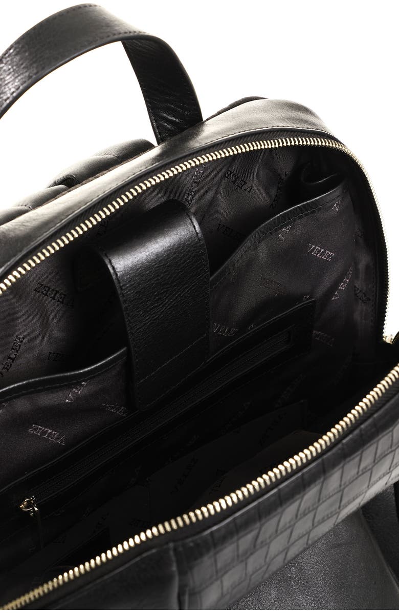 Velez Embossed Leather Backpack, Alternate, color, Black