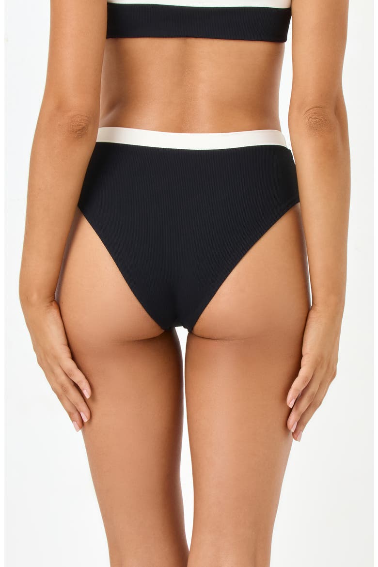 Misha High Waist Bikini Bottoms, Alternate, color, BLACK/ CREAM