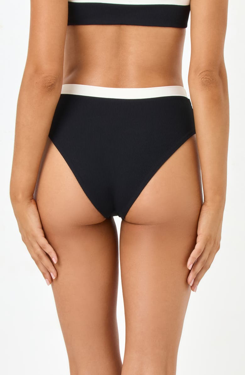 LSPACE Misha High Waist Bikini Bottoms, Alternate, color, Black/ Cream