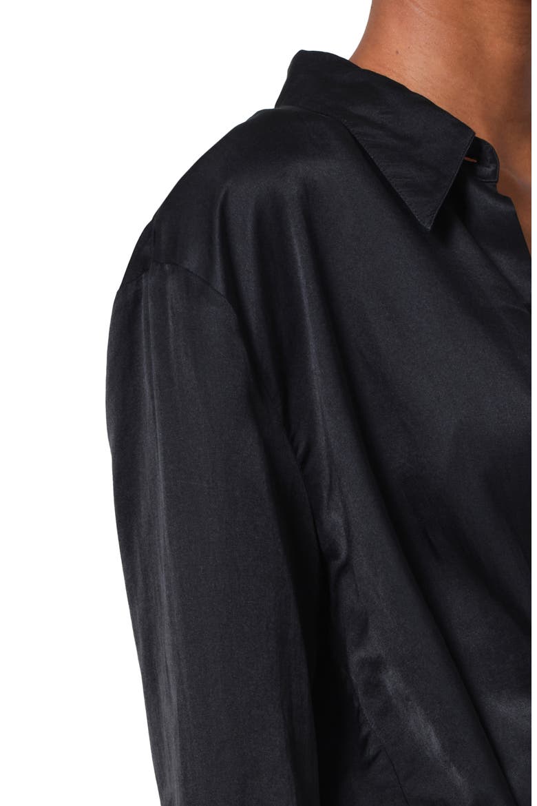 Camilia Satin Shirt, Alternate, color, BLACK