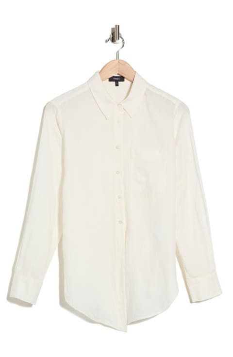 Hekanina Linen Blend Button-Up Shirt