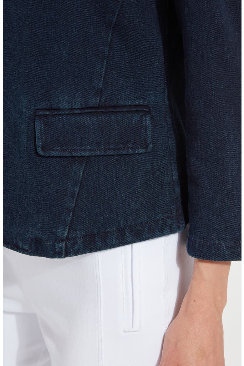 'Lyssentials Della Denim Crop Blazer, Alternate, color, INDIGO