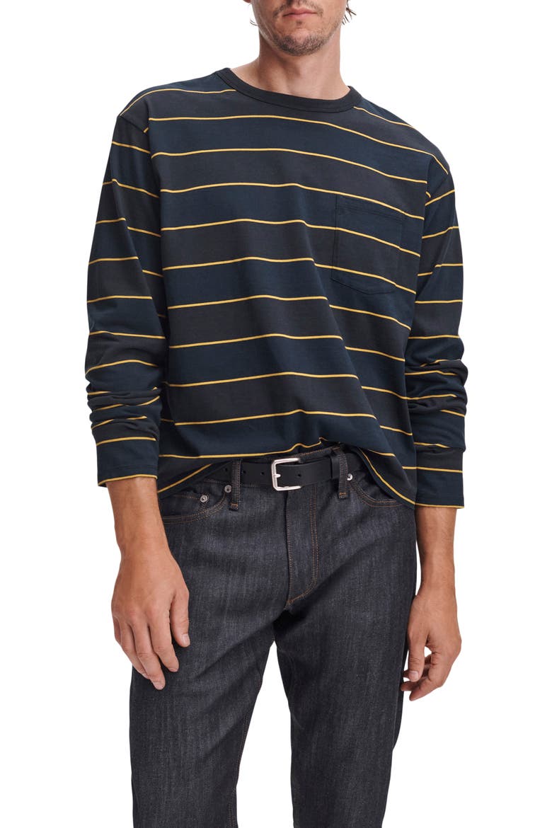 Boxy Striped Long Sleeve T-Shirt, Main, color, SALTWATER