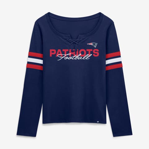 Women's Fanatics Navy New England Patriots Team First Coverage Scheme Lace-Up Long Sleeve T-Shirt