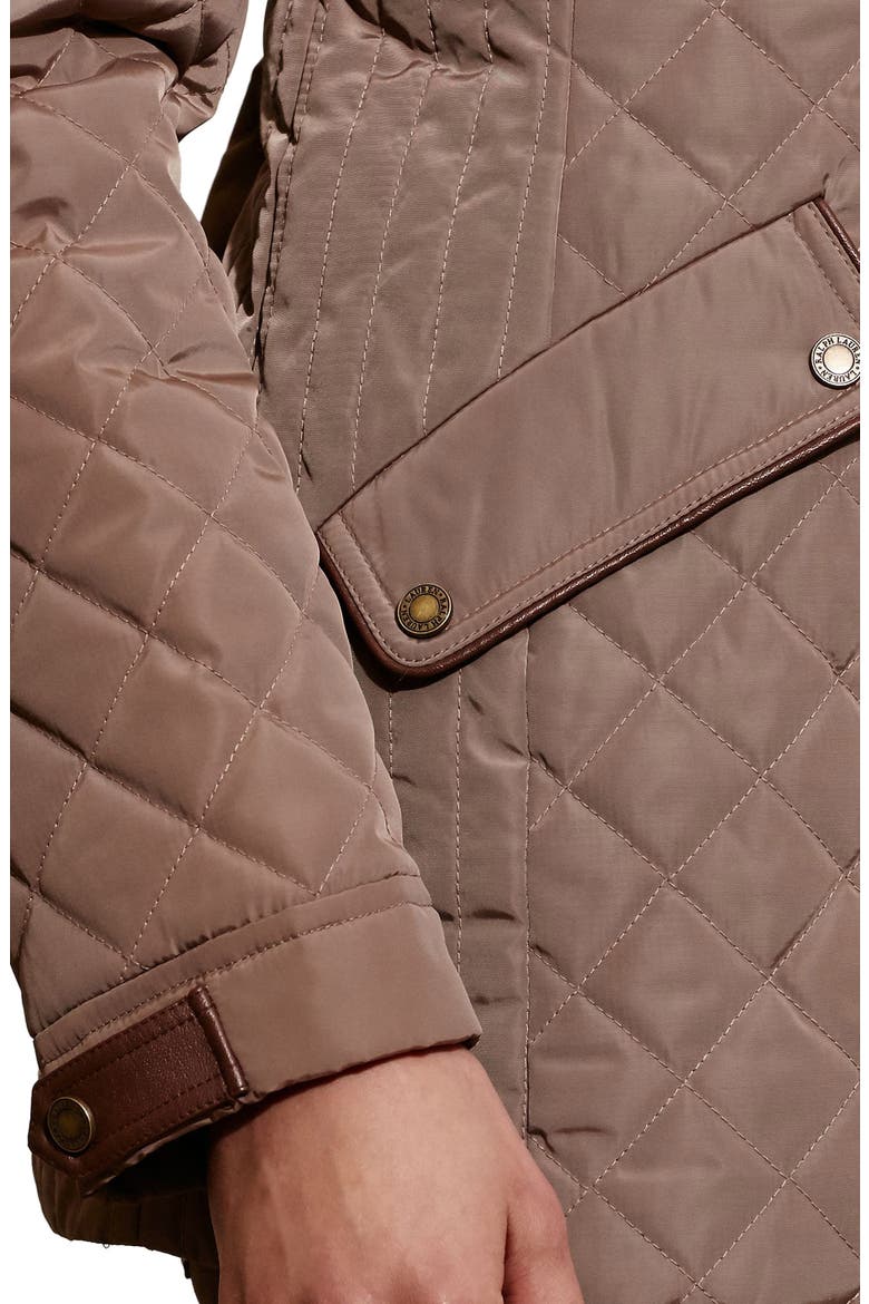 Diamond Quilted Jacket with Faux Leather Trim, Alternate, color, BRIDLE