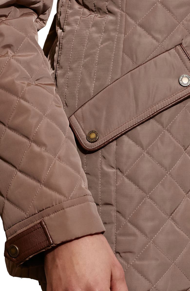 Lauren Ralph Lauren Diamond Quilted Jacket with Faux Leather Trim, Alternate, color,