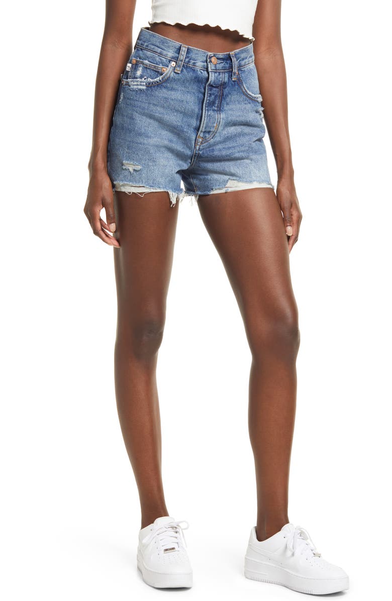 Lovers + Friends Austin Ripped High Waist Cutoff Denim Shorts, Main, color, 