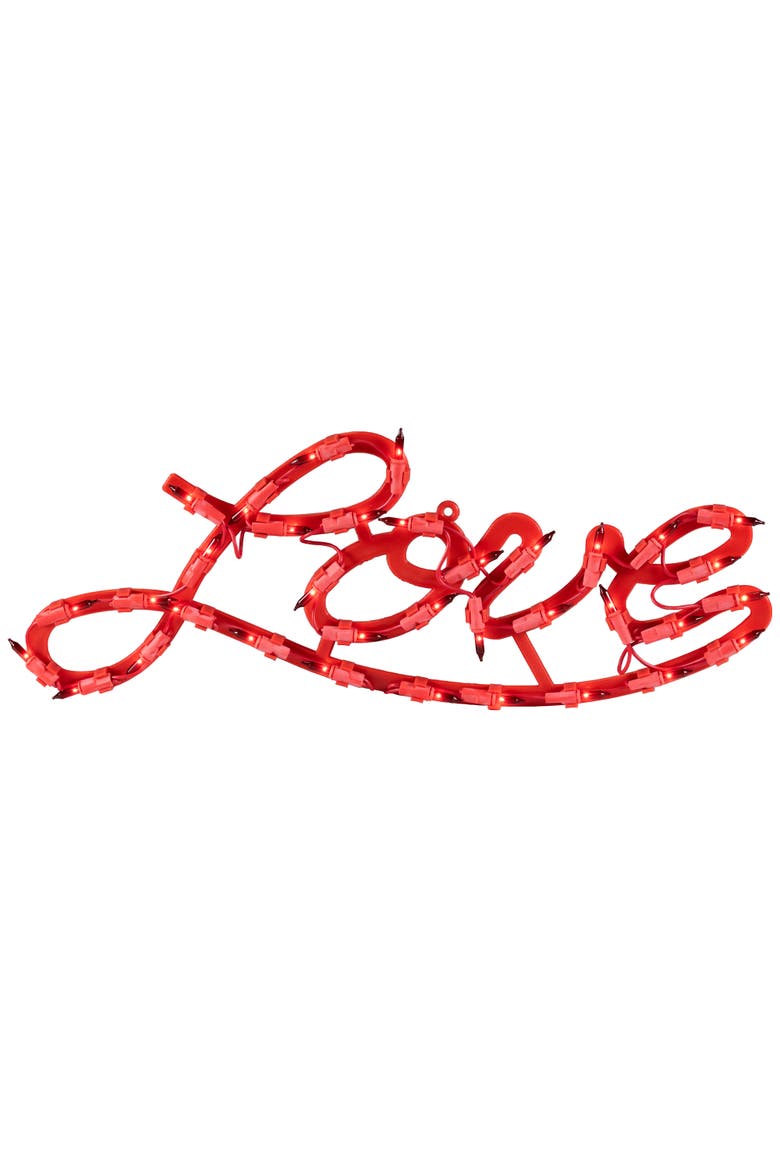 17" Red Lighted Love Valentine's Day Window Silhouette, Main, color, Red