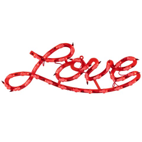 17" Red Lighted Love Valentine's Day Window Silhouette