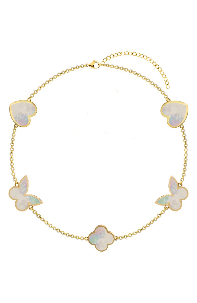 GABI RIELLE Sweet Lucky Mother-of-Pearl Station Bracelet, Main, color, Gold