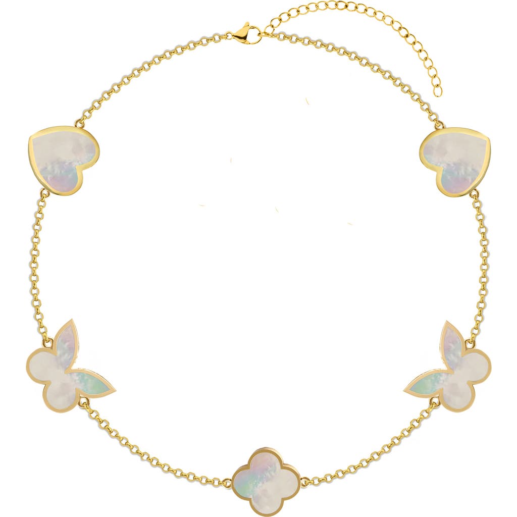 Gabi Rielle Sweet Lucky Mother-of-pearl Station Bracelet In Gold