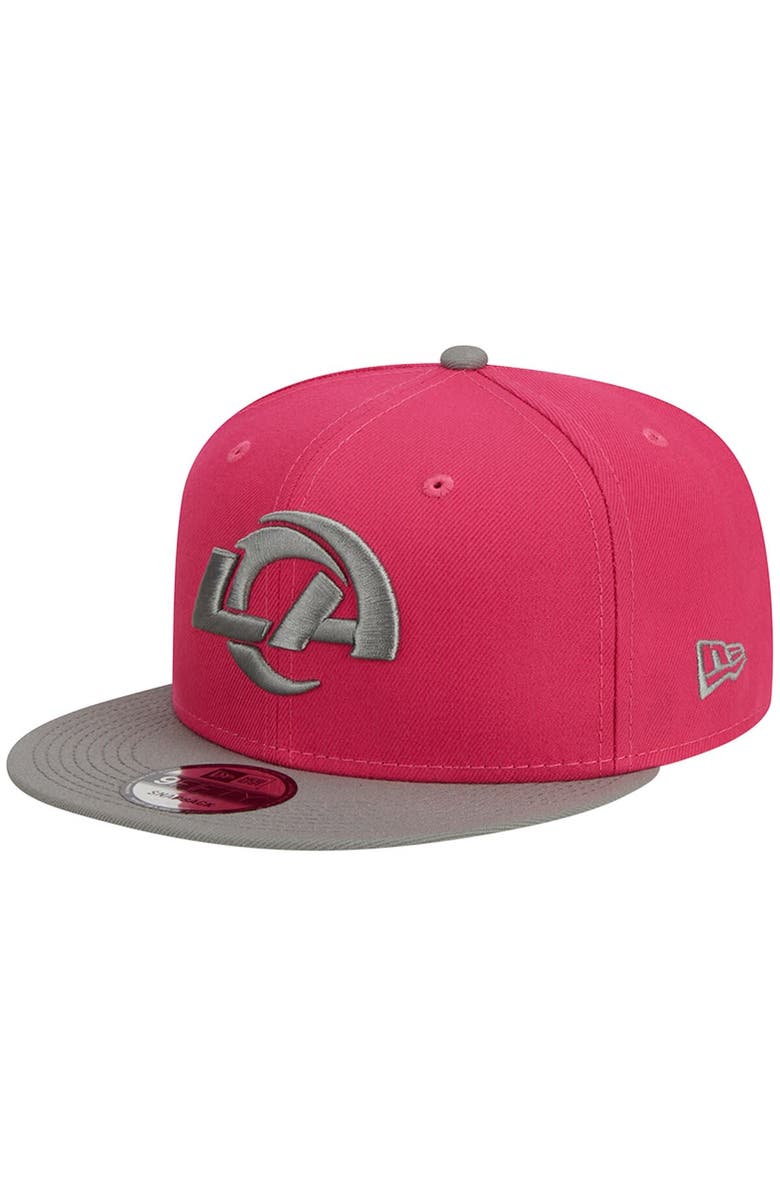 New Era Men's New Era Pink/Gray Los Angeles Rams 2-Tone Color Pack 9FIFTY Snapback Hat, Main, color, 