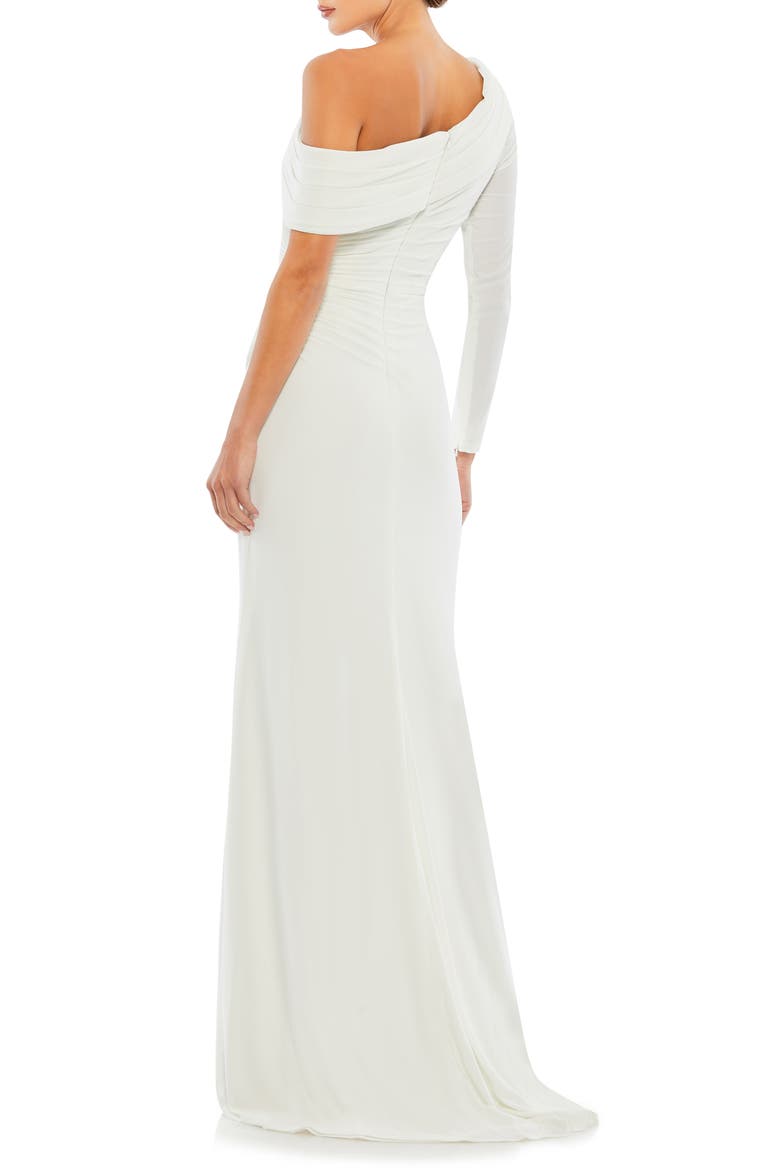 Ruched Jersey Drop Shoulder Foldover Gown, Alternate, color, WHITE