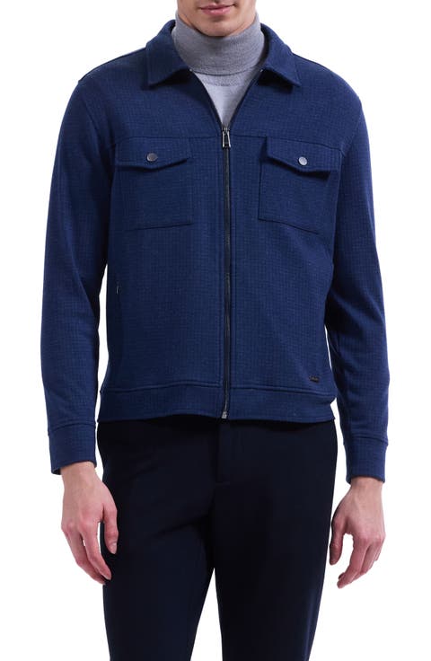 Houndstooth Full Zip Blouson Jacket