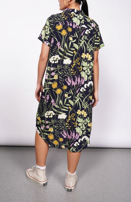 Wildfang The Empower Shirt Dress In Meadow Navy/multi