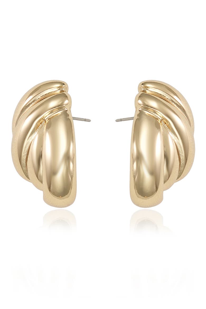 Curve Textured Stud Earrings, Alternate, color, GOLD