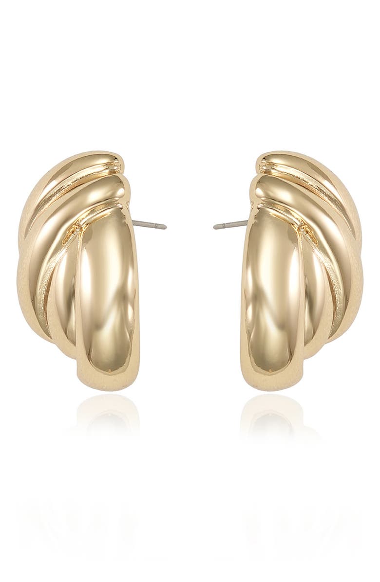Ettika Curve Textured Stud Earrings, Alternate, color, Gold