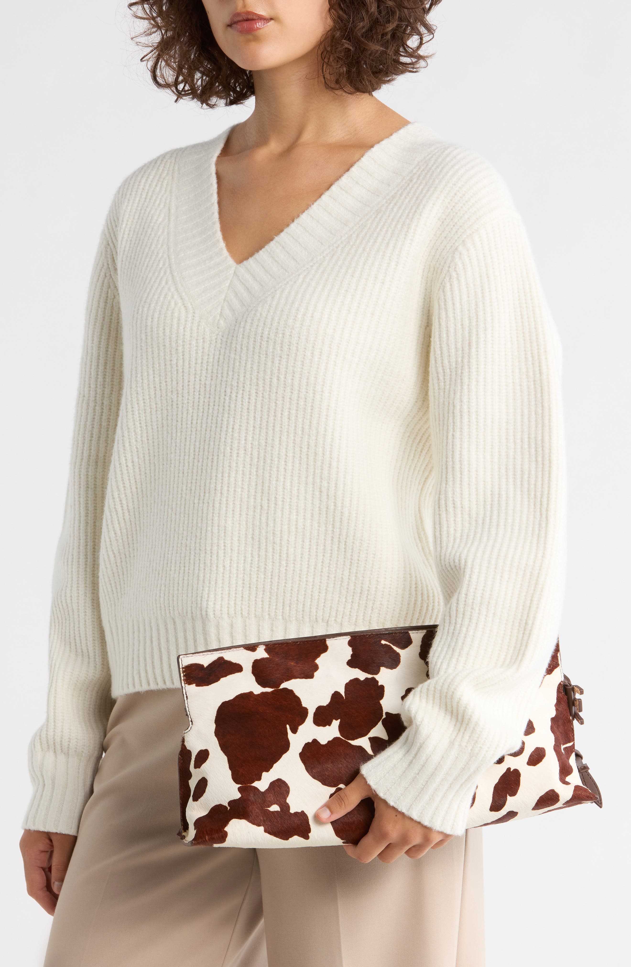 Sam Edelman Poppy Oversize Drawstring Clutch, Alternate, color, Brown Mix