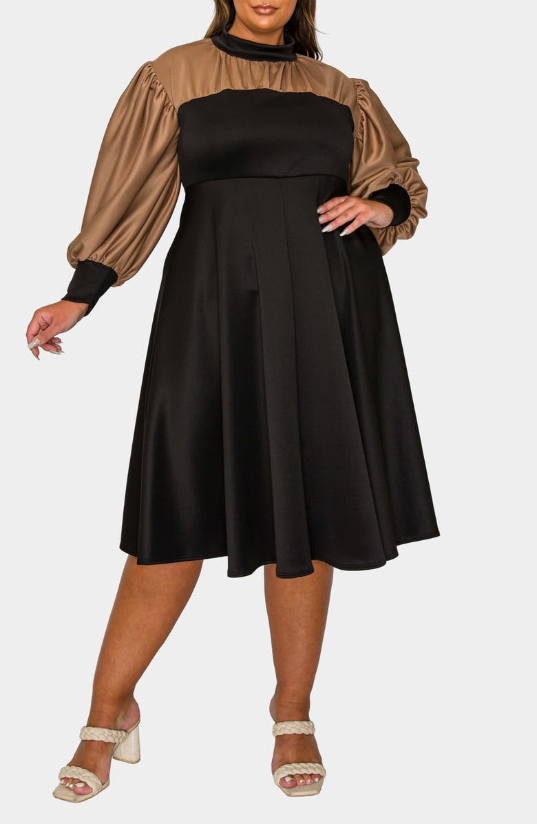 L I V D Calissa Colorblock Long Sleeve Dress, Alternate, color, Black Mocha